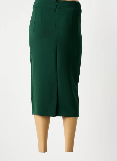Jupe mi-longue taille à pinces vert COTTONADE femme