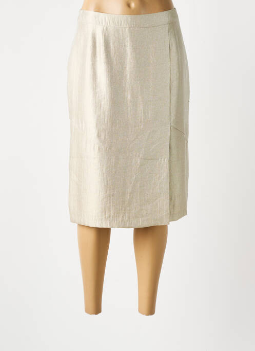Jupe mi-longue taille à pinces beige CHRISTINE LAURE femme