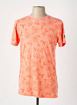 T-shirt tissage chiné manches courtes orange LE TEMPS DES CERISES homme