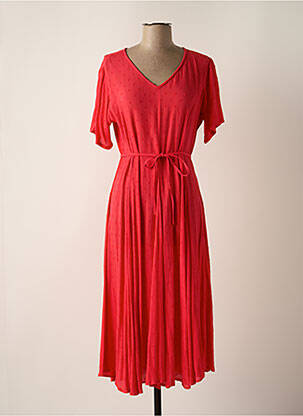 Robe mi-longue coupe évasée manches courtes rose ORIENTIQUE NATURALLY femme