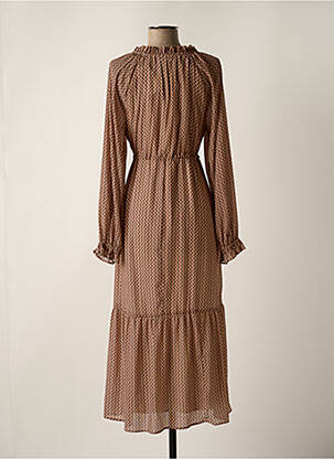 Robe longue manches longues manches longues marron C'EST BEAU LA VIE femme