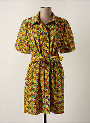 Robe courte manches courtes manches courtes jaune HOD femme