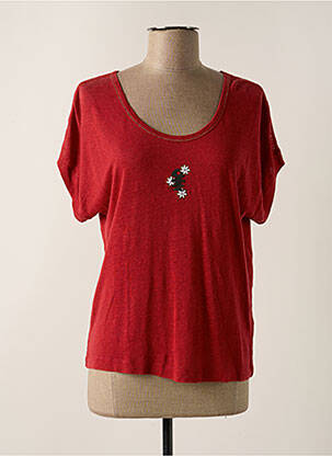 Top coupe fluide manches courtes rouge DIPLODOCUS femme
