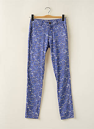 Pantalon chino tissage popeline taille normale bleu HOD femme