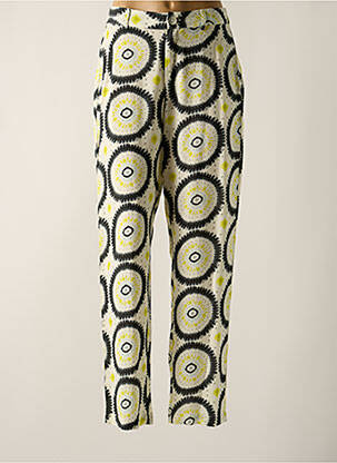 Pantalon droit tissage popeline taille haute beige STORIATIPIC femme