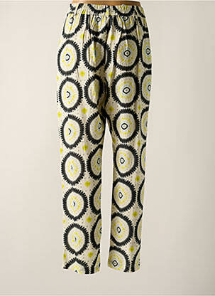 Pantalon droit tissage popeline taille haute beige STORIATIPIC femme