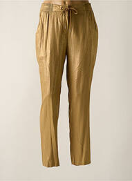 Pantalon droit fermeture zippée sous rabat avec crochet taille haute or EVA KAYAN femme