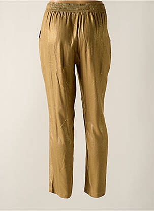 Pantalon droit fermeture zippée sous rabat avec crochet taille haute or EVA KAYAN femme