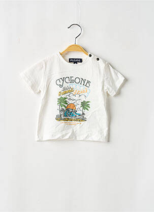 T-shirt coupe droite manches courtes blanc PLEASE garcon