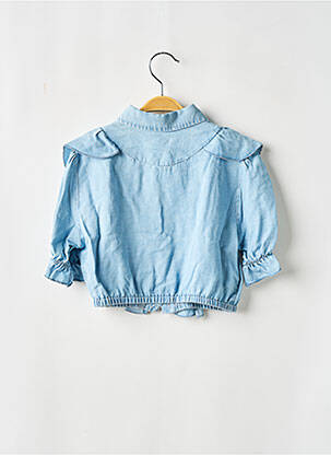 Chemisier tissage popeline manches longues bleu PLEASE fille