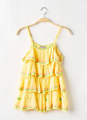 Tunique manches longues broderie jaune KIWI fille