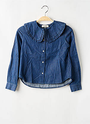 Chemisier poignets pressionnés manches longues bleu DIXIE fille