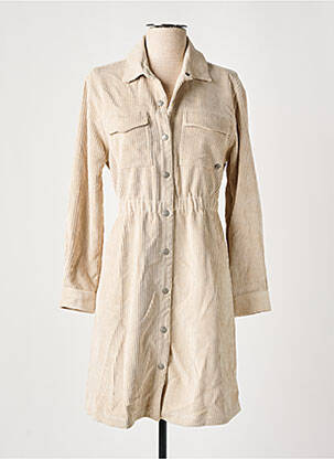 Robe mi-longue fermeture pressionnée manches longues beige PLEASE fille