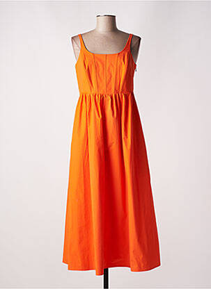 Robe longue coupe évasée fines bretelles orange ESPRIT femme