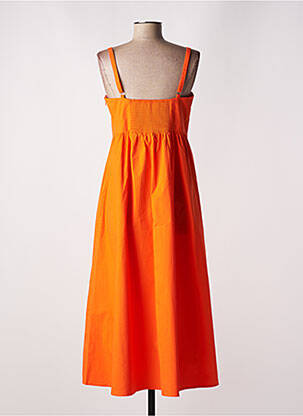 Robe longue coupe évasée fines bretelles orange ESPRIT femme