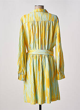 Robe mi-longue tissage crêpe manches longues jaune ESPRIT femme