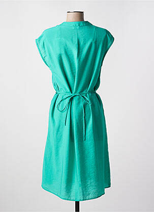 Robe mi-longue tissage crêpe manches courtes vert C'EST BEAU LA VIE femme