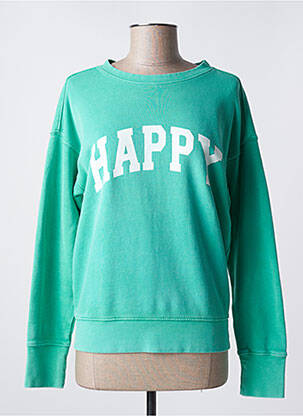 Sweat-shirt stretch manches longues vert HAPPY femme
