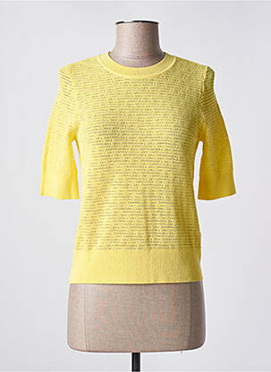 Pull maille ajourée manches courtes jaune ESPRIT femme