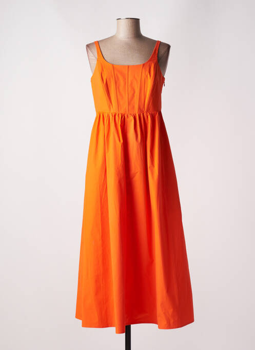 Robe longue manches bretelles ajustables fines bretelles orange ESPRIT femme