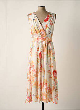 Robe longue imprimé fleurs sans manche orange ESPRIT femme