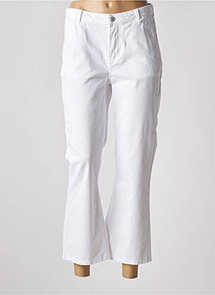 Pantalon 7/8 tissage popeline taille normale blanc HAPPY femme
