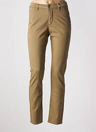 Pantalon chino tissage popeline taille normale vert HAPPY femme