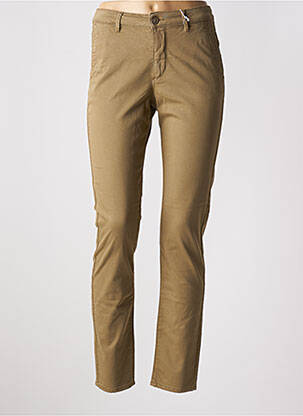 Pantalon chino tissage popeline taille normale vert HAPPY femme