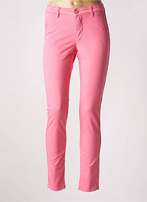 Pantalon chino tissage popeline taille normale rose fonce HAPPY femme