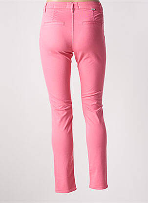Pantalon chino tissage popeline taille normale rose fonce HAPPY femme