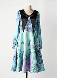 Robe mi-longue imprimé fantaisie manches longues bleu LIU ZEXIAN femme