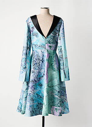 Robe mi-longue imprimé fantaisie manches longues bleu LIU ZEXIAN femme