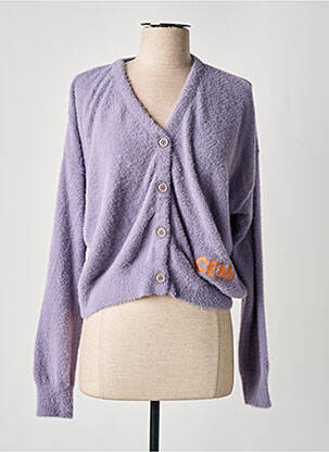 Gilet manches longues maille maille poilu violet CEMI BY CÉLINE femme