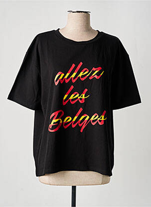 T-shirt sérigraphie manches courtes noir WE ARE femme