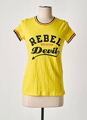 T-shirt sérigraphie manches courtes jaune WE ARE femme