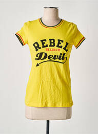 T-shirt sérigraphie manches courtes jaune WE ARE femme