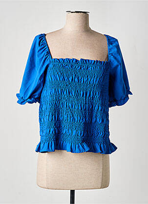 Top tissage crêpe manches courtes bleu VILA femme