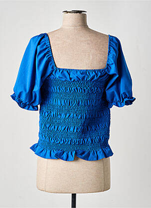 Top tissage crêpe manches courtes bleu VILA femme
