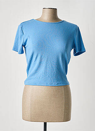 T-shirt stretch manches courtes bleu MANGO femme