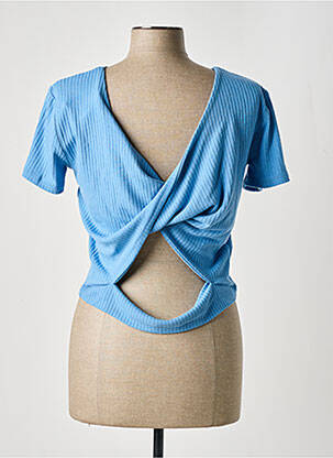 T-shirt stretch manches courtes bleu MANGO femme