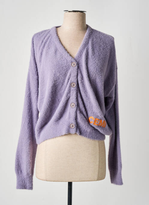 Gilet manches longues maille maille poilu violet CEMI BY CÉLINE femme