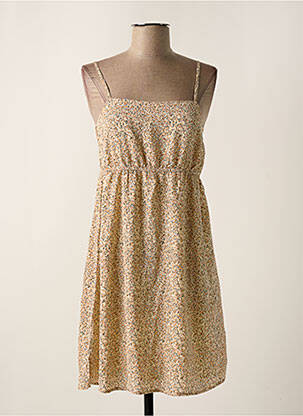 Robe courte coupe évasée fines bretelles beige CEMI femme