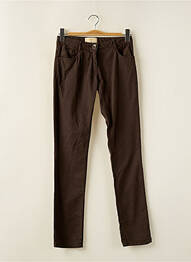 Pantalon droit fermeture zippée sous rabat boutonné taille ajustable marron MARQUISE fille