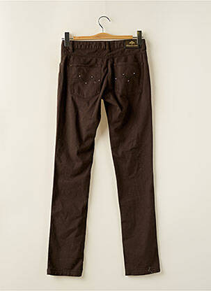 Pantalon droit fermeture zippée sous rabat boutonné taille ajustable marron MARQUISE fille