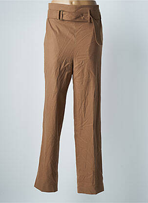 Pantalon droit stretch taille haute marron DEUX. BY ELINE DE MUNCK femme