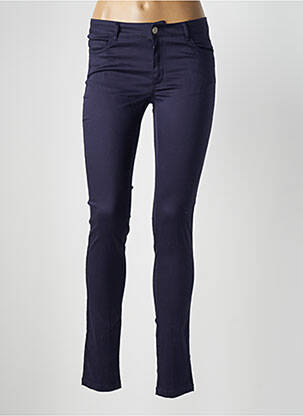 Pantalon slim tissage popeline taille normale bleu FLAIR femme