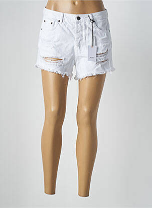 Short tissage denim taille haute blanc SUBDUED femme