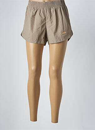Short coupe droite taille haute beige CEMI femme