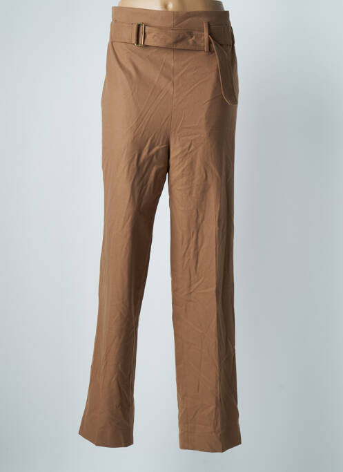 Pantalon droit stretch taille haute marron DEUX. BY ELINE DE MUNCK femme