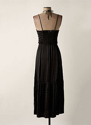 Robe mi-longue fermeture zippée au dos fines bretelles noir IKKS femme